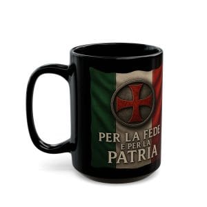 Per La Fede e Per La Patria Black Ceramic Coffee Mug