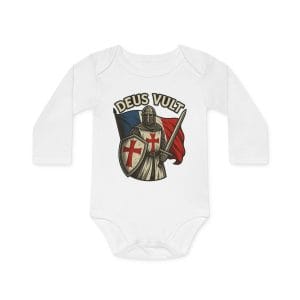 French Deus Vult Baby Bodysuit Organic Long-Sleeve Onesie