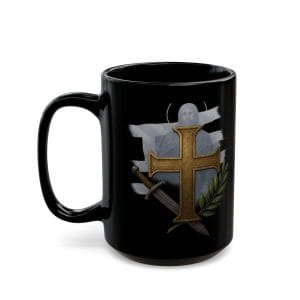 Cross of Cristianity Black Ceramic Coffee Mug