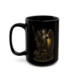 Belgian Angel Knight Black Ceramic Coffee Mug