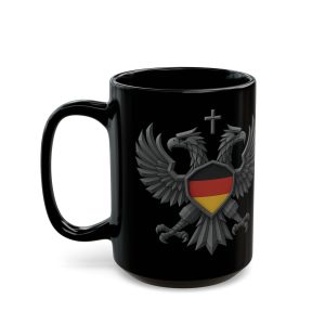 German Double Headed Eagle Black Ceramic Coffee Mug