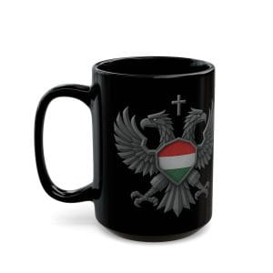 Hungarian Double Headed Eagle Black Ceramic Coffee Mug