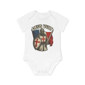 French Deus Vult Baby Organic Short Sleeve Bodysuit