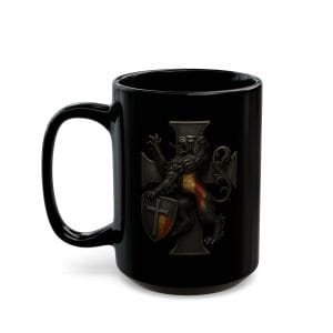 Belgian Lion on Cross Black Ceramic Coffee Mug